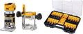 Fraise à rainurer, Affleureuse Défonceuse Brushless XR 18V, DeWalt, DT90017-QZ, 55mm, 8mm, Plongée 55mm & Coffret 22 Fraises de Défonceuse