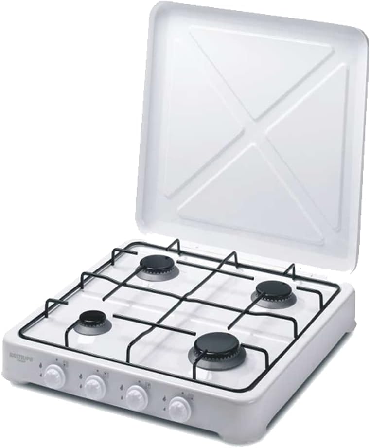 Bastilipo Cuisinière, CG-400, 4 brûleurs, Modèle: CG-400, portable, blanche, brûleurs amovibles, housse de protection