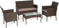 Salon de jardin, 5 cm, verre, Happy Garden, 4 Places, Table + Fauteuils