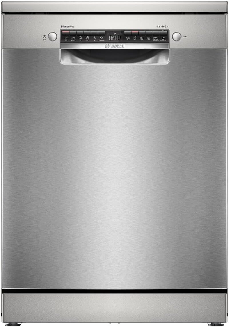 Lave-vaisselle Bosch SMS4EMI06E, acier inoxydable, réglable, 60 cm, 5 cm, 9 l, 42 dB, 41 dB, 3 niveaux, 50°C, 65°C, 70°C, 14 couverts, 6 programmes