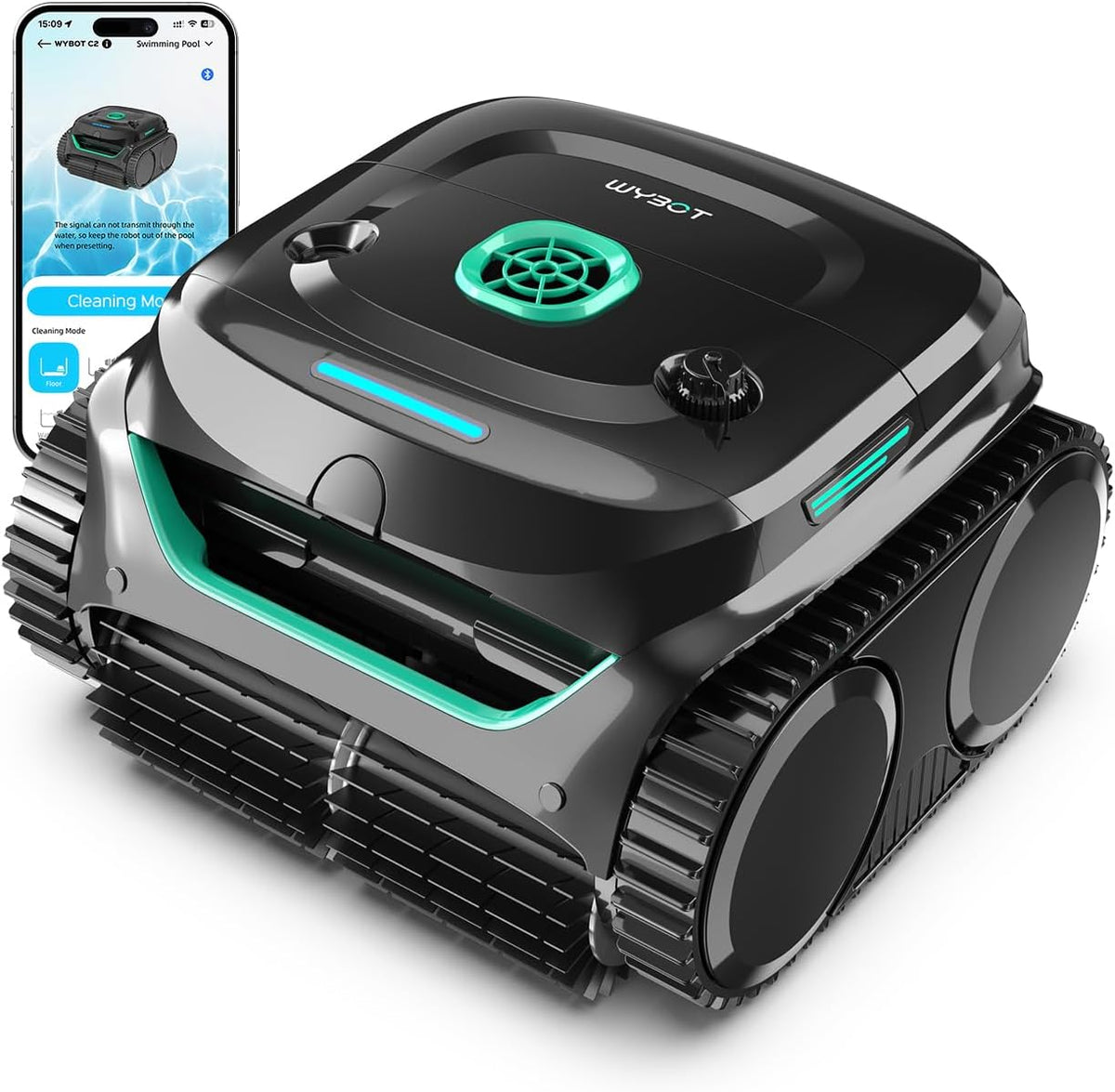 WYBOT Robot de piscine, 6600 mAh, 3 Moteurs, 180 Min, 150 m2, App, 72W