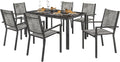 Ensemble salle à manger, Salon de Jardin Extérieur 7 Pièces Table 6 Chaises 150 cm Noir, Outsunny, 150L, 90l, 57l