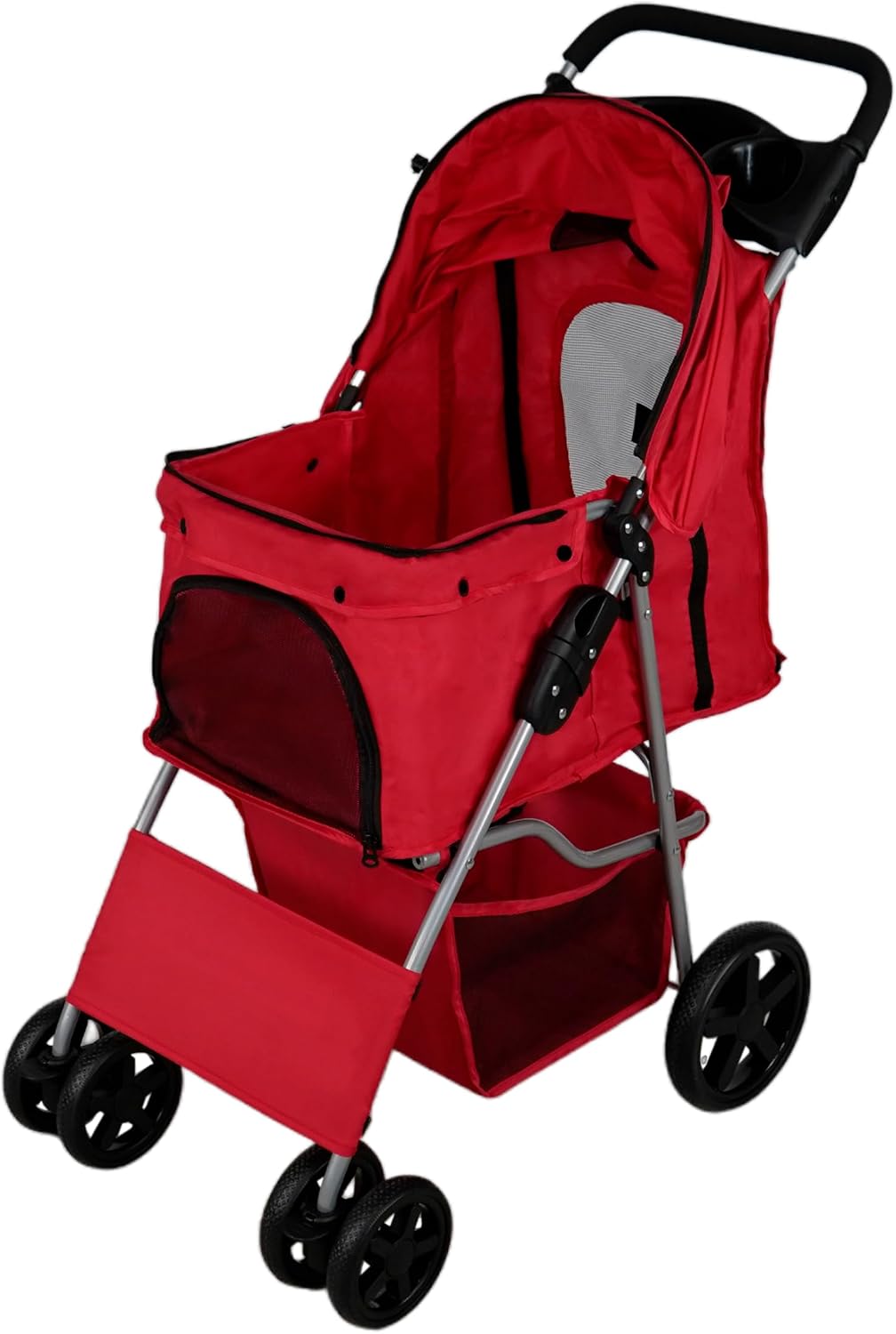 Monster Shop Poussette, pliable, Acier Robuste -Compacte, 20 cm, 15 cm, 15KG, Panier & Porte-Gobelet