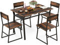 Ensemble pour salle à manger, Cadre en Métal Noir, Cuisine, Table à Manger avec 4 Chaises, 110 cm, COSTWAY, 70 cm, 9 cm, 110 × 70cm, Salon