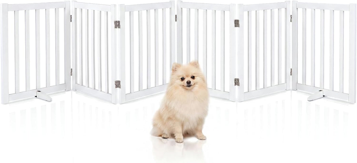 COSTWAY Barrière d'escaliers et de portes, pliable, 6 Panneaux en Bois d'Hévéa, pour Salon Cuisine Escalier, 306 × 61 cm, 5 cm