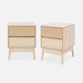 Table de chevet, Lot de 2 Tables de Chevet Deux tiroirs. décor Bois et piétement en pin, 1, 5cm, 48cm, 39cm, 38, 8cm, 6.4cm, 3, 8cm, Alice's Home