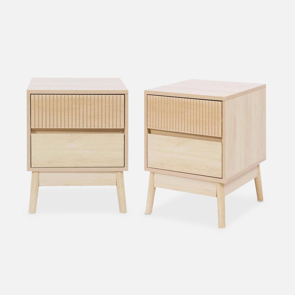Table de chevet, Lot de 2 Tables de Chevet Deux tiroirs. décor Bois et piétement en pin, 1, 5cm, 48cm, 39cm, 38, 8cm, 6.4cm, 3, 8cm, Alice's Home