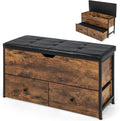 Banc de rangement, Coffre de Rangement en Bois avec Coussin Rembourré, 150 kg, réglable, Banquette pour Entrée, COSTWAY, Supporte 150 kg, Salon