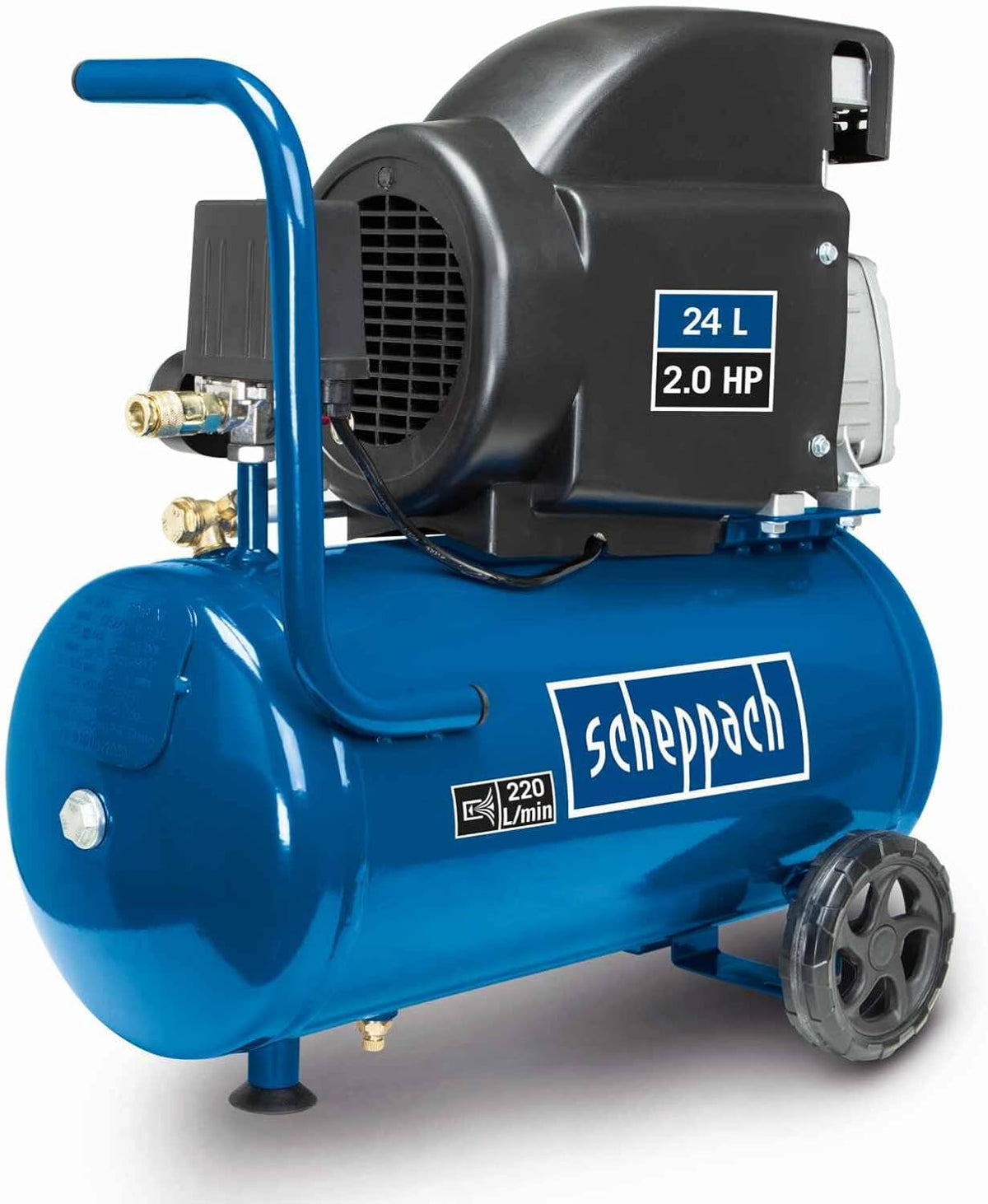 Compresseur d'air, 1500 W, Scheppach, 250 ml, 24 l, HC26, 220L, 24L, 1500W, 220L/min, cuve 24L