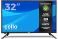 Cello DVB-T2 Téléviseur, TV 32 Pouces LED HD Ready, 3X HDMI, éclairage LED, USB Enregistrement, Non Smart, Design Compact