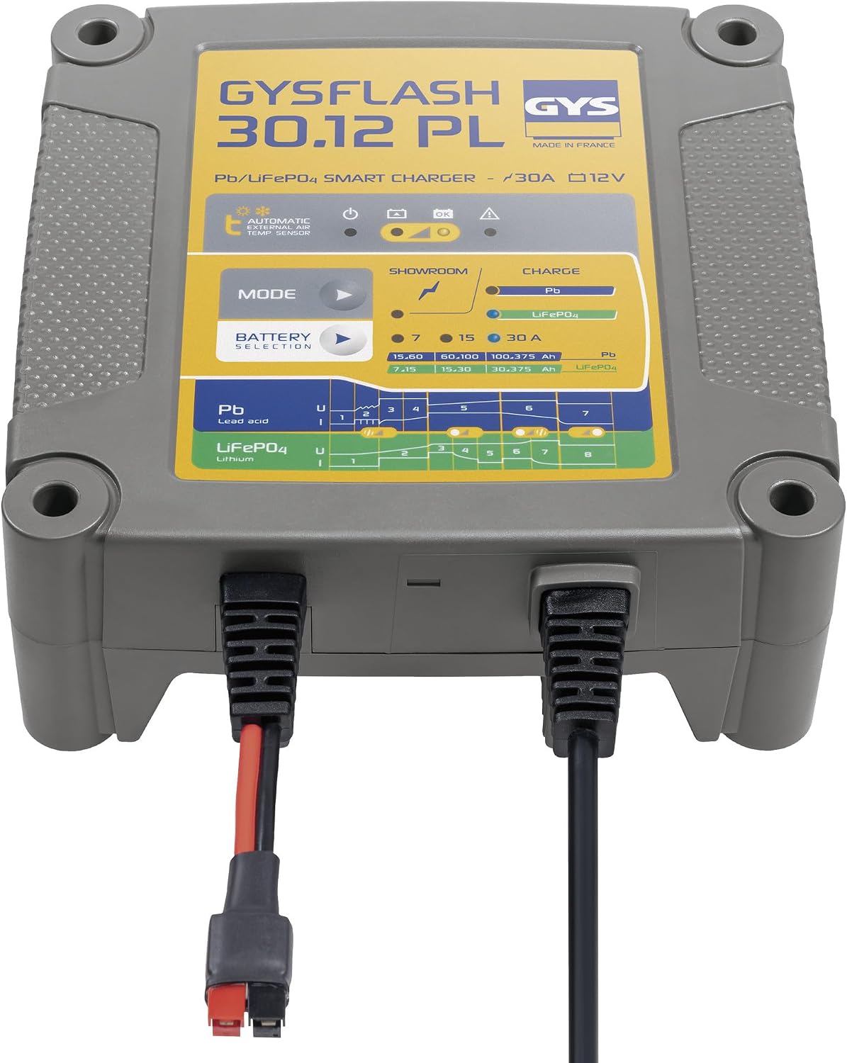 GYS Chargeur de batterie, 12 V, 7Ah, 15Ah, 2 programmes, portable