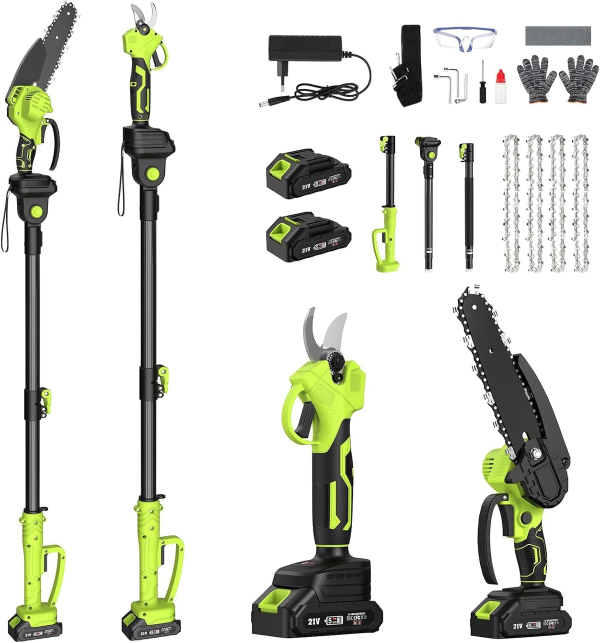 finade Tronçonneuse, réglable, 6 Pouces, 32 cm, 550 W, 22000 tr/min, 4-en-1, Idéal Taille Jardinage