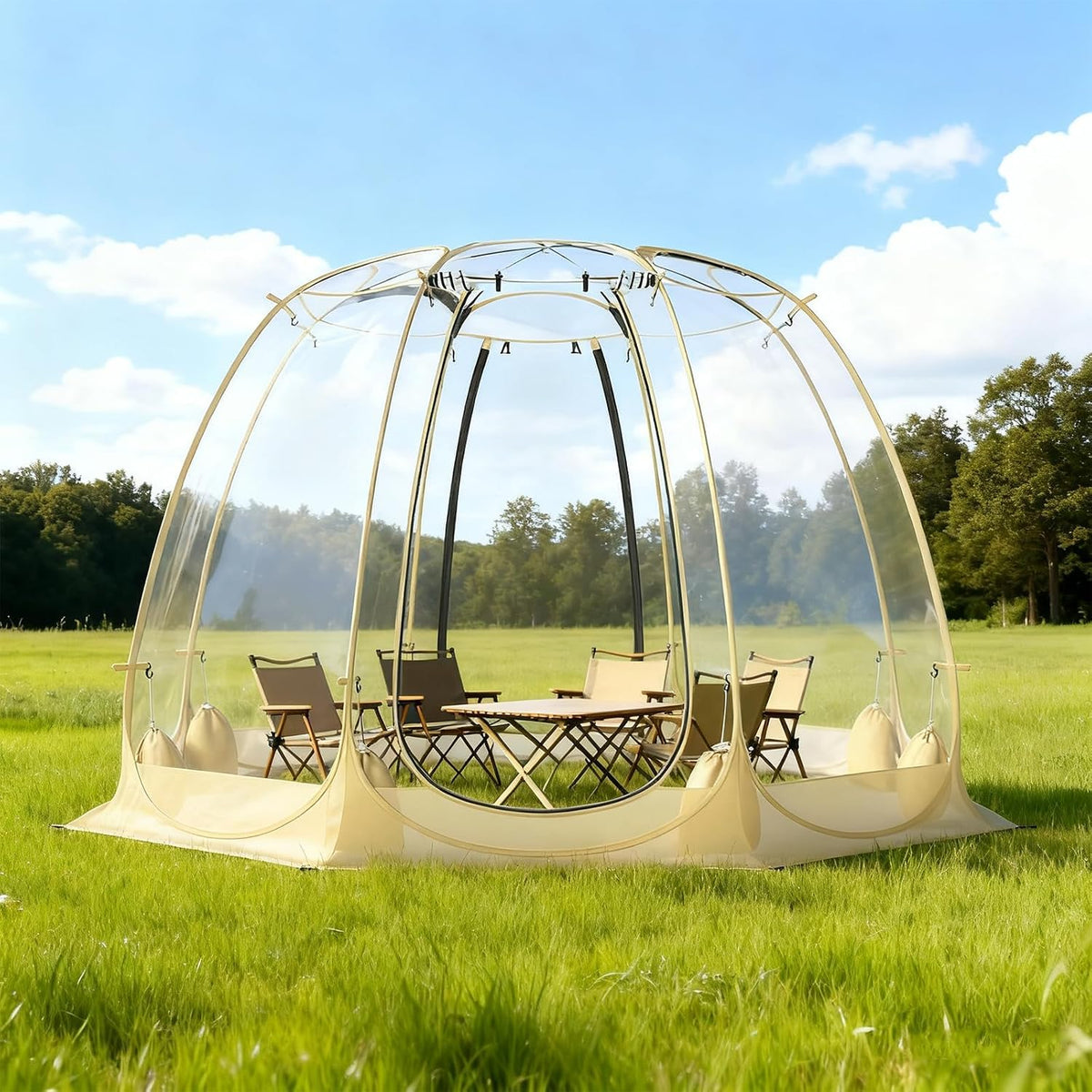 GYMAX Tente instantanées, 265 × 265 × 190 cm, verre, 15 °C, 2 portes, portable