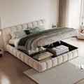 Cadre de lit, 140 × 190 cm, Tissu Velours, avec tête de lit Luxueuse, Zepneiy, 204 × 159 × 77 cm, lit Double rembourré avec Rangement hydraulique