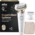 Braun Épilateur et accessoires, 0, 5 mm, Epilateur Electrique Femme Silk Epil 9, 9-041 3D, Blanc et Or