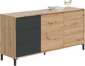 Buffet, réglable, 154 × 74 × 41 cm, Habitdesign, 74 × 154 × 41 cm, 10 × 45 × 30 cm, 10, 5 cm, l x H x P, 2 Portes, 3 tiroirs