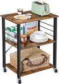 VASAGLE Four micro-ondes, Cadre Métallique avec 6 Crochets, 40 × 60 × 89 cm, Étagère de Cuisine à roulettes, 3 Niveaux, 38 cm, KKS60XV1
