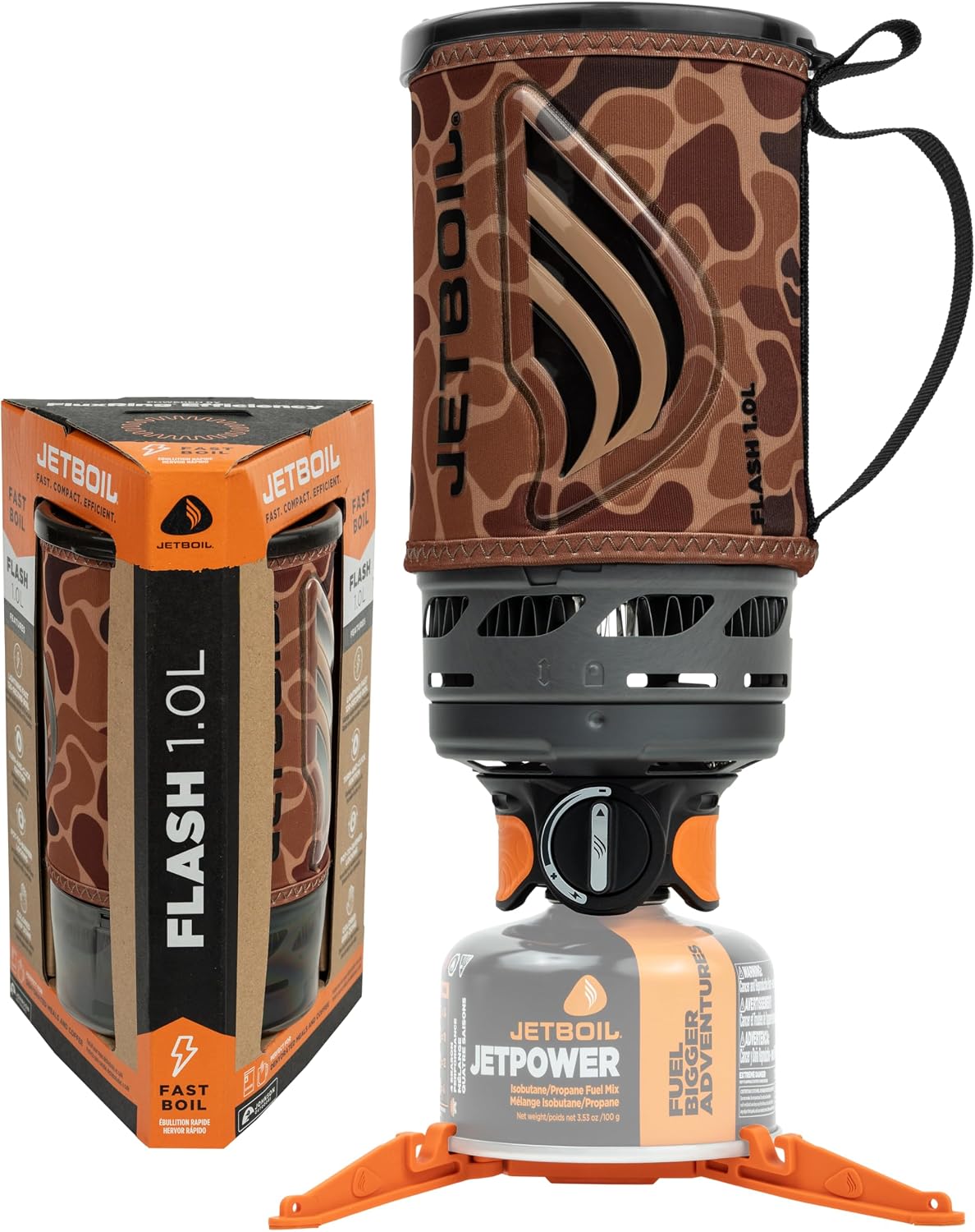 Jetboil Réchaud de camping, Flash Système d'embrayage rapide portable de 1, 0 l pour camping et randonnée, acier inoxydable, 400 ml