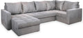 Canapé, 130 × 265 cm, avec Coffre de Rangement, Masseno, 285 cm, 150 cm, Gris Clair, Classique