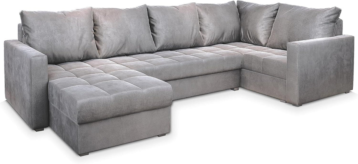 Canapé, 130 × 265 cm, avec Coffre de Rangement, Masseno, 285 cm, 150 cm, Gris Clair, Classique