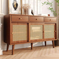Commode, 20 cm, Armoire multifonctionnelle avec étagère réglable et pieds en bois massif, Sweiko, 3 tiroirs, 3 portes, Buffet
