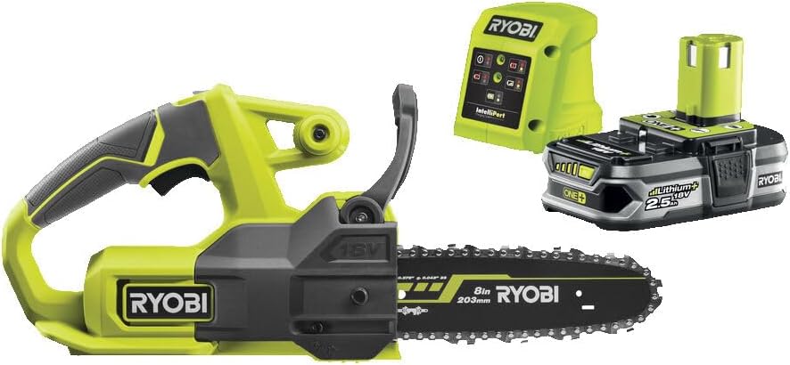 RYOBI Tronçonneuse, 20 cm, 2, 5 Ah, 10 cm, RY18CS20A-125, 18V, 2, 5Ah, 15cm