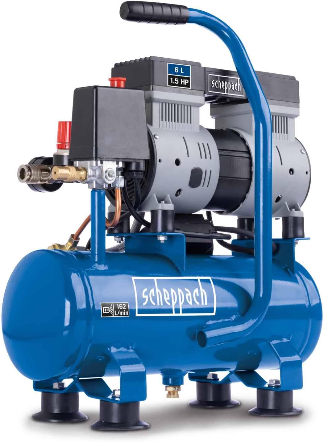 Scheppach Compresseur d'air, 162 L, 1100 W, 6 L, 67, 4 dB, HC08Si 8bar, 1100W, 1, 5CV / 1100W