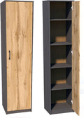Bibliothèque, Armoire de Rangement 5 Niveaux Finition Aspect Bois, Meuble classeur avec Porte, Chambre, 39 cm, 16 mm, Home Collective