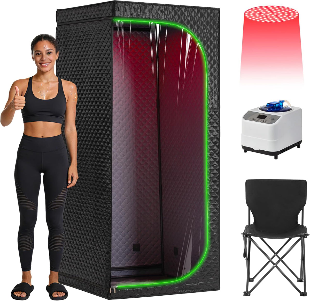 Sauna, 9 niveaux, pliable, UNANEST, 3 L, 9 niveaux de chaleur, cuiseur vapeur 3L, réglable, noir, portable, minuterie