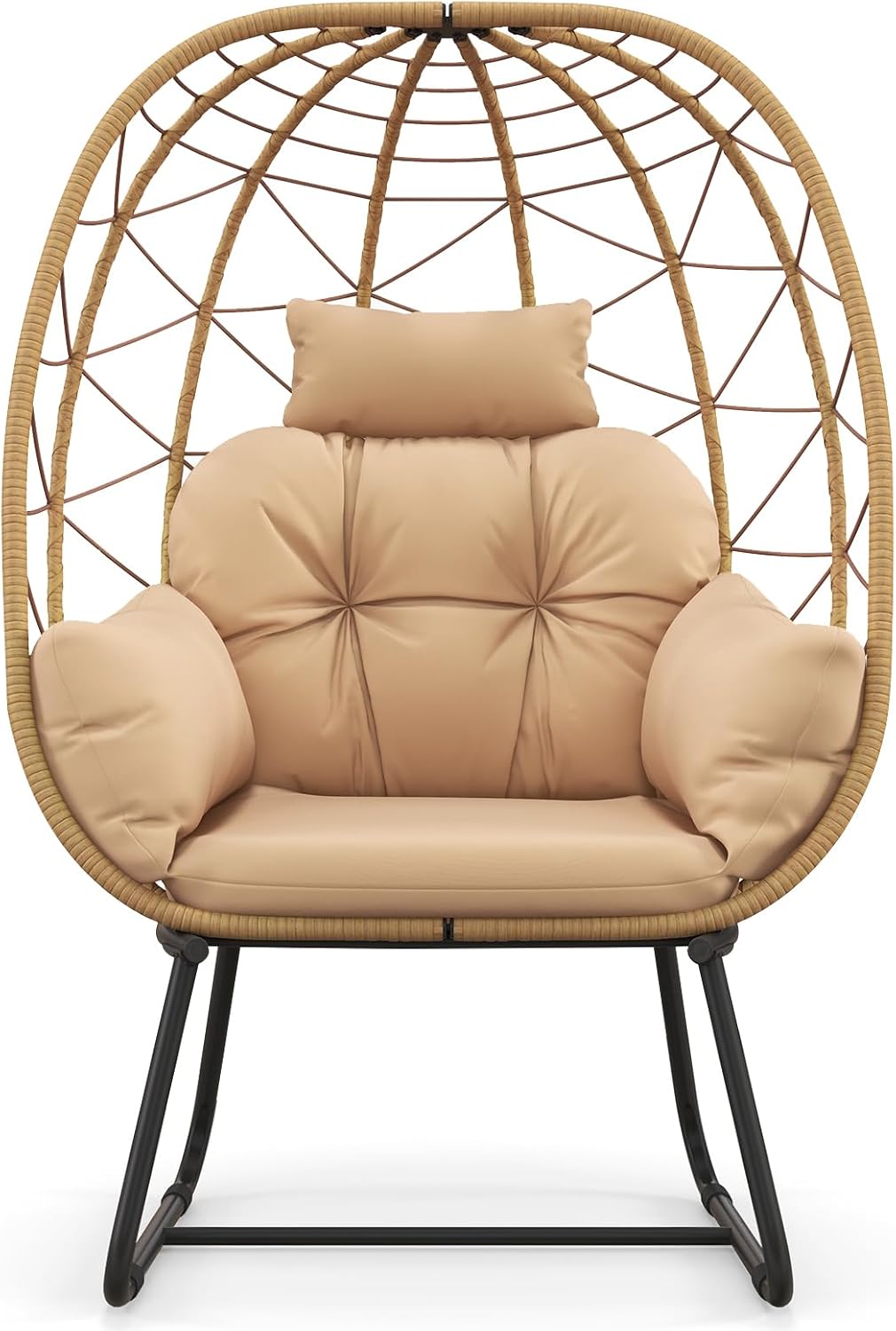 Chaise, 150 kg, Salon Extérieur avec Support en Métal, Fauteuil avec Coussin Souple Amovible, LIFEZEAL, Charge 150 kg, Véranda