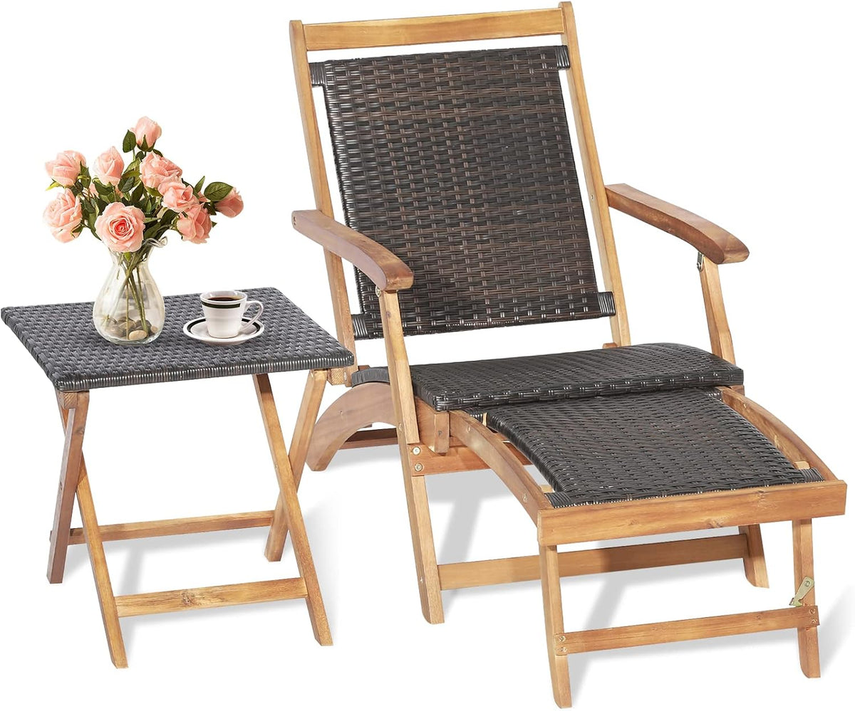 Bain de soleil, pliable, GIANTEX, portable, Ensemble de Chaises Longues de Patio, Piscine