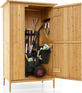 COSTWAY Abri de jardin, Armoire Jardin Bois Extérieure Toit Asphalte Naturel, 3 étagères