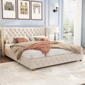 Lit, Pieds en Bois, 90 × 200cm, sans Matelas, pour Enfant Adolescent Adulte, PUGSDRLY, 140 × 190cm, 160 × 200cm, 180 × 200cm, Tissu de Lin