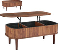 Table basse VEVOR, Meuble en Bois pour Bureau Chambre, 1000 mm, télécommande, Table de Salon Ovale avec Rangement Caché de 3 Compartiments
