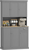 HOMCOM Rangement colonnes, réglable, 101 × 39 × 180 cm, Armoire de Cuisine 180cm 6 Portes 101cm Large tiroir Gris, 101 × 36 cm, pose libre