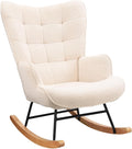 Fauteuil, avec Pieds en Bois Massif pour Salon, Rocking Chair, chaise a Bascule Allaitement, Chaise à basule, Chambre, Balcon, Terrasse