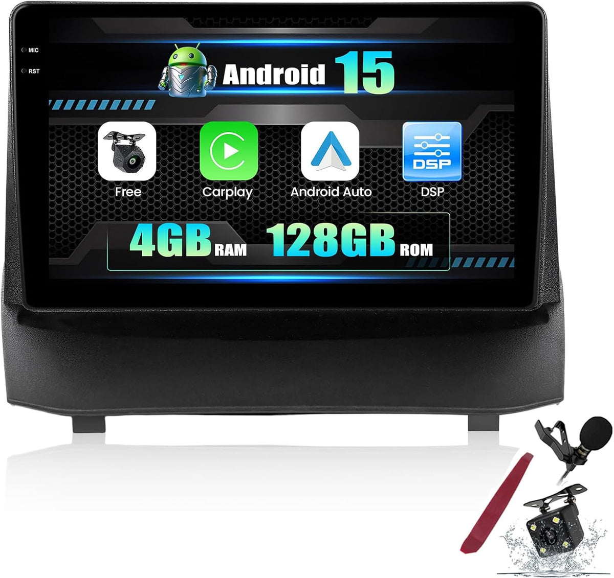 Autoradio, 2, 9 pouces, Wi-Fi, PLKEQS, 128G 2DIN, 4 128G, écran Tactile 9' 2DIN INCELL 2K, 32EQ, Bluetooth, CarPlay sans Fil, WiFi, FM/RDS