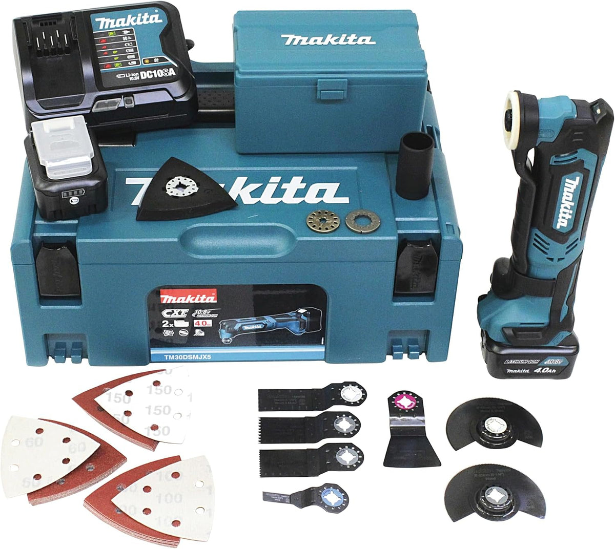 Makita TM30DSMJX5 Outil rotatifs multifonction, 10, 8 V, éclairage LED, Outil de multi fonction TM30DSMJX5, réglable, bleu/Noir
