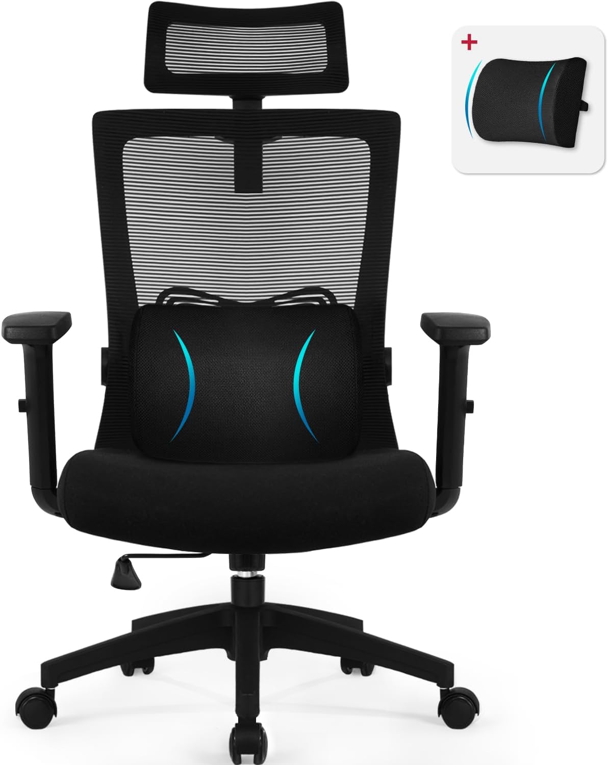 Chaise, réglable, 10 cm, Fauteuil de Bureau Confortable à roulettes, Daccormax, 11cm, 6cm, Appui-Tête Ajustable 11cm, Support Lombaire Réglable
