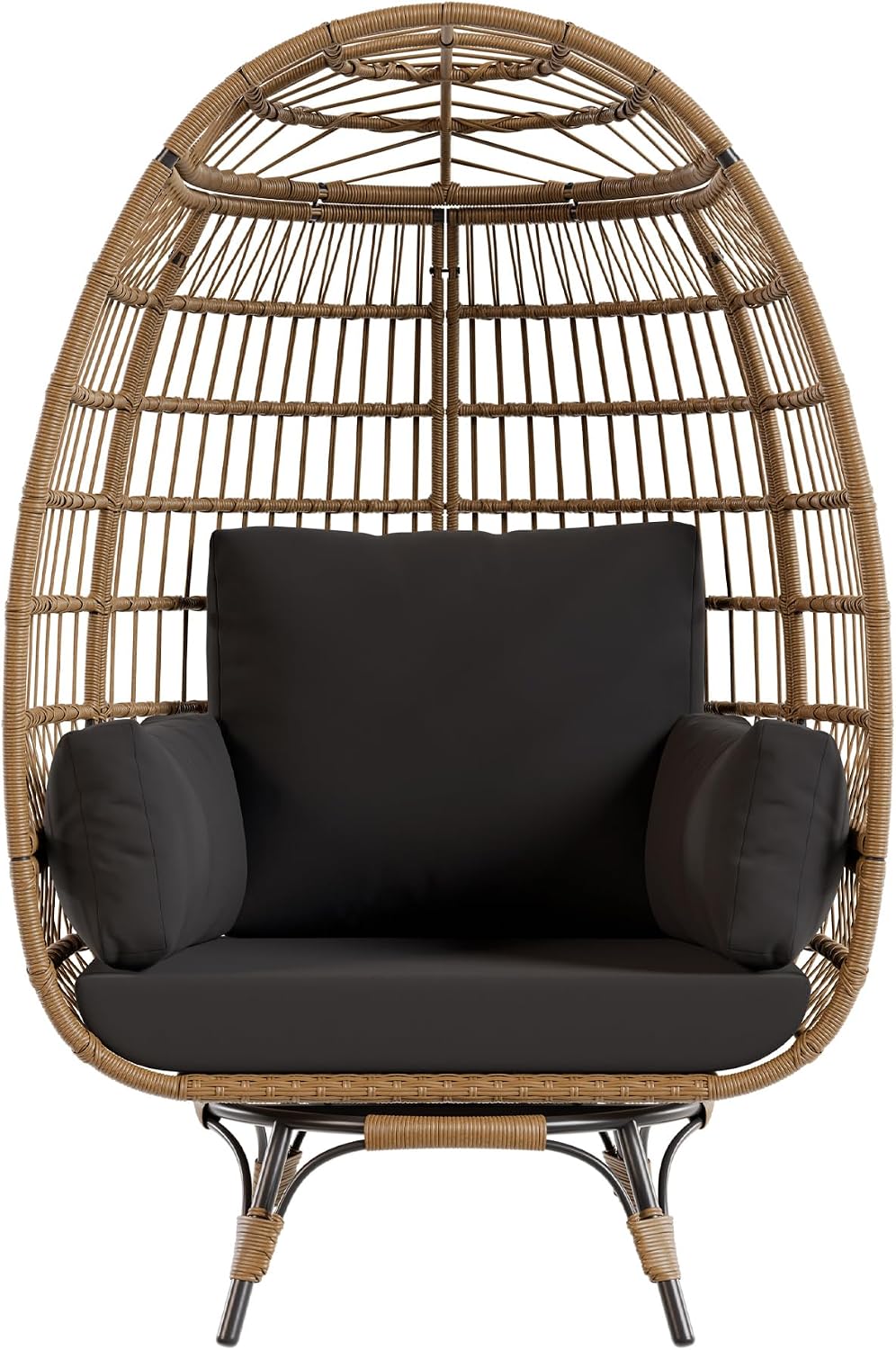 Siège suspendu, cadre en acier et base en métal, chaise panier surdimensionnée rotative pour patio, réglable, Chaise œuf pivotante à 360°, Crevyteg
