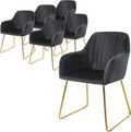 Chaise, Pieds Dorés en Métal, 49 cm, avec Dossier et Accoudoirs Ergonomiques, Fauteuil Moderne de Salon Bureau Chambre, ML DESIGN modern living