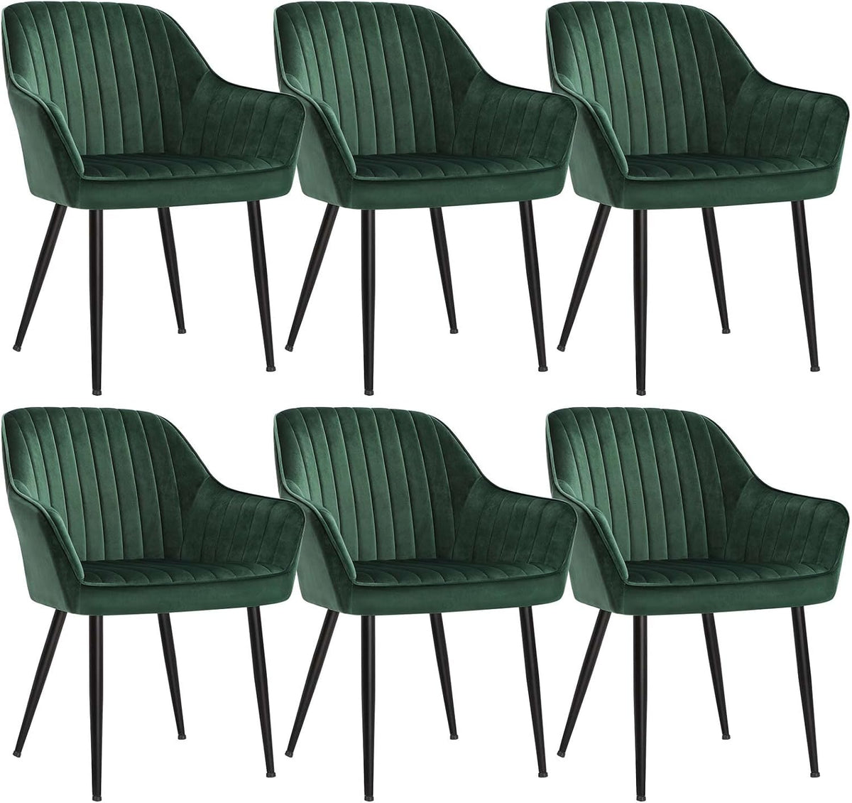 Chaise, 7 cm, réglable, SONGMICS, 49 cm, Lot de 6, Fauteuil en Velours, Rembourrée