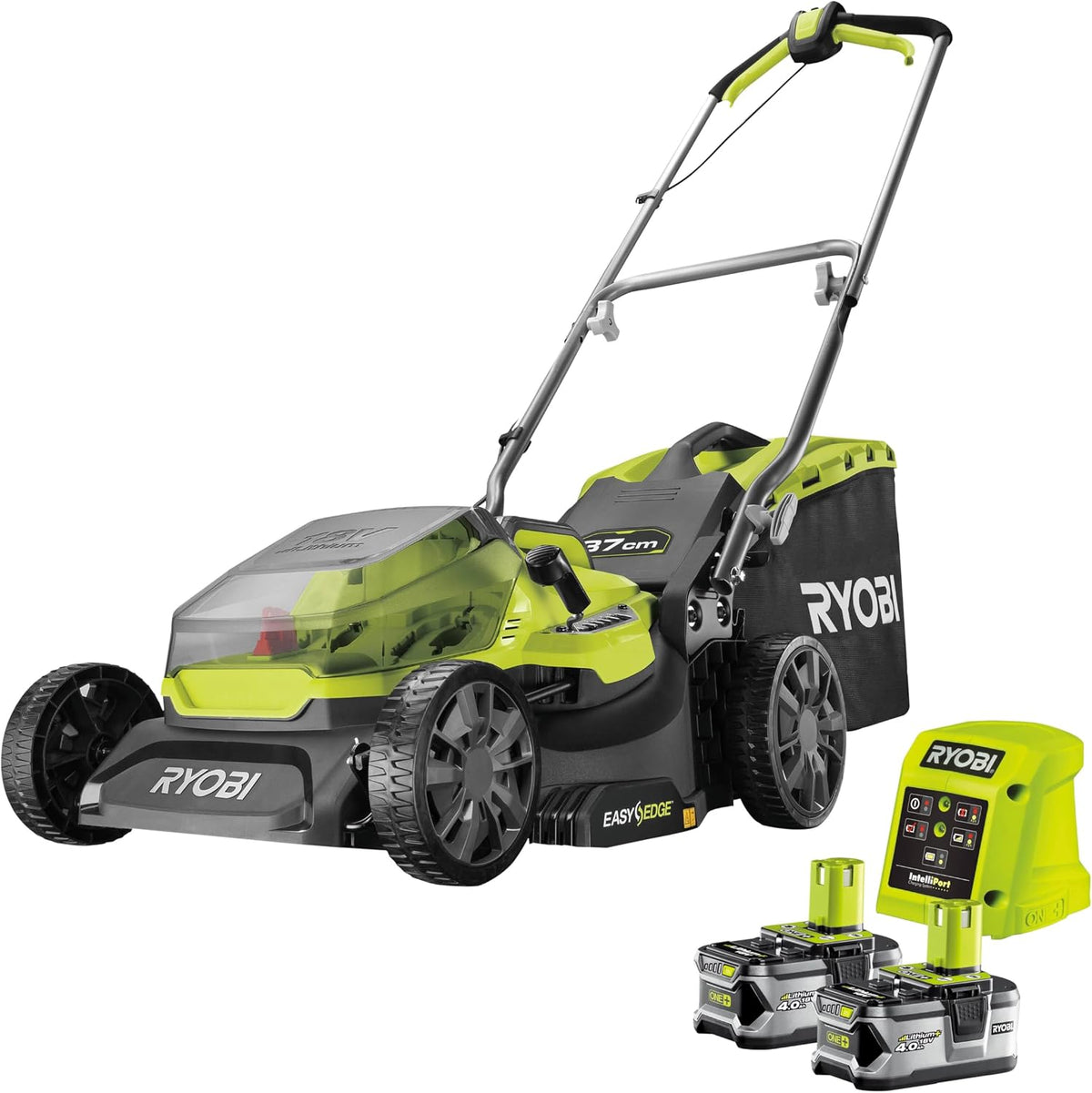 RYOBI RY18LM37A-240-2 Tondeuse, 37 cm, réglable, 4, 0 Ah, 45 L, 18 V, 40 cm, 75 mm, 18V