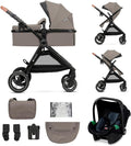Poussette combinées, 75 cm, Kinderkraft ESME Poussette 3en1 avec Siège Auto Mink PRO i-Size, kk Kinderkraft, pliable, réglable, Beige