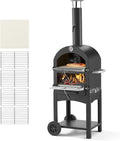 Four à pizza, Four à Granulés de Bois 2 Niveaux, avec Deux Roues Amovibles, pour Réunion Camping Jardin Arrière-Cour Barbecue, VEVOR