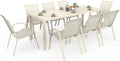 Ensemble salle à manger, verre, Salon de Jardin Madrid Table 190 cm et 8 chaises empilables, IDMarket, 73 cm, 80 cm