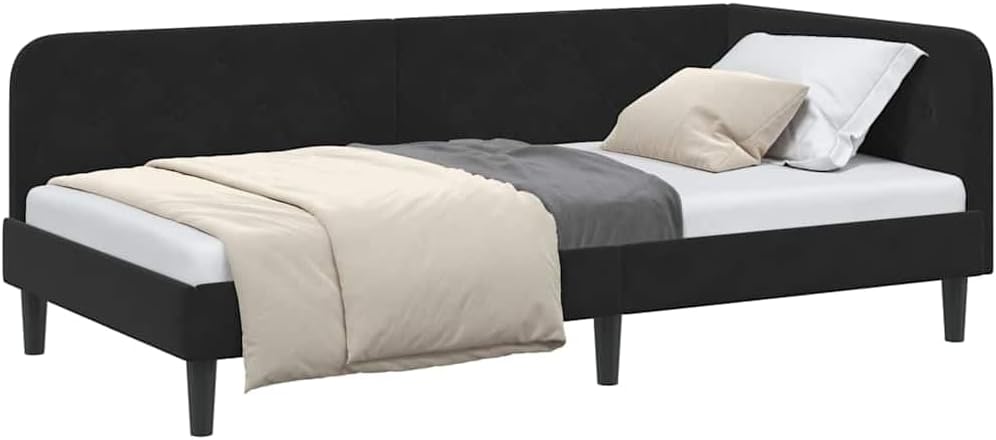 Cadre de lit, 90 × 190 cm, vidaXL, Velours élégant, Gain de Place, Lit Jour Moderne, Assise Confortable