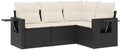 Ensemble salle à manger, Salon de Jardin avec Coussins 4 pcs, Noir Résine Tressée, vidaXL, pliable, Canapés de Terrasse