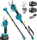 Seesii Sécateurset ciseaux, Secateur Electrique Sans Fil Avec Perche Telescopique, 40 mm, 4, 0 Ah, 2, 0 Ah, 600 W, 2 Batteries
