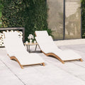 Bain de soleil, 175 × 50 × 55 cm, Chaises Longues Lot de 2 avec Coussins Bois Massif de Teck, Lit de Camping Transat de Relax pour Plage, Homgoday